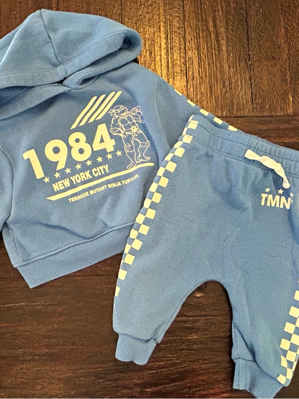 Kids Blue '1984 New York City' Ninja Turtles Hoodie and Jogger Pants Matching Se